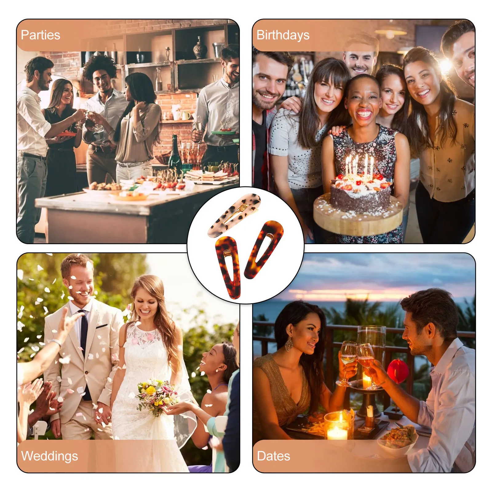 

3Pcs Hair Clips Water Drop Shape Elegant Barrettes for Women Girls Fashion Hairpins Side Clip Jewelry Accessory