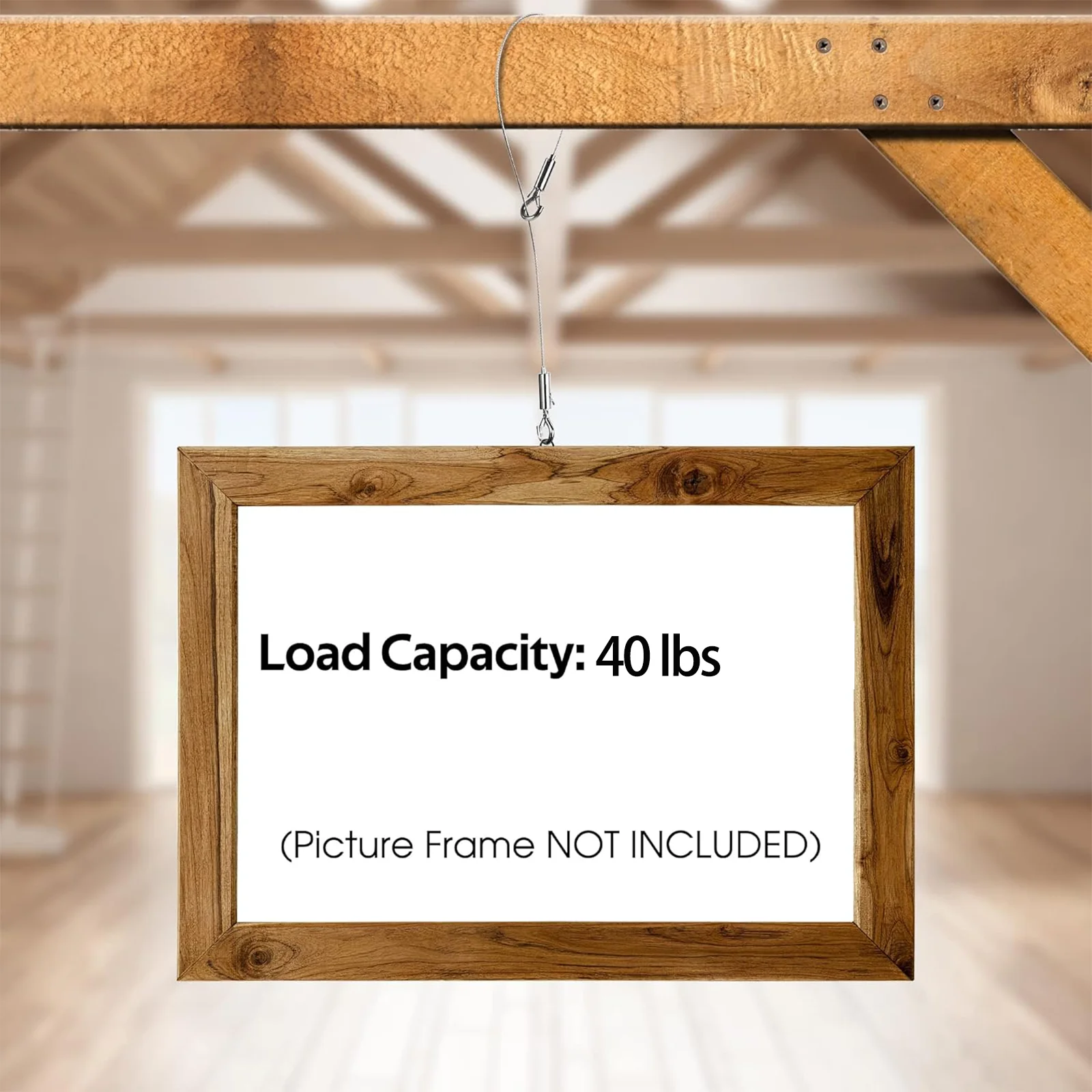 حبل سلكي من الفولاذ المقاوم للصدأ مع خطافات قابلة للتعديل، حبل من الفولاذ المقاوم للصدأ عالي التحمل بطول 6 أمتار × 1.5 مم لتعليق الصور، يحمل ما يصل إلى 40 رطلًا #4