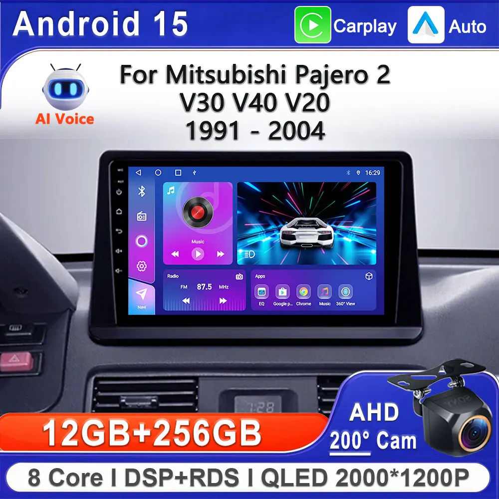 

2K Android 16 For Mitsubishi Pajero 2 V30 V40 V20 1991 - 2004 Car Radio Multimedia Video Player Navigation stereo GPS Dash Cam