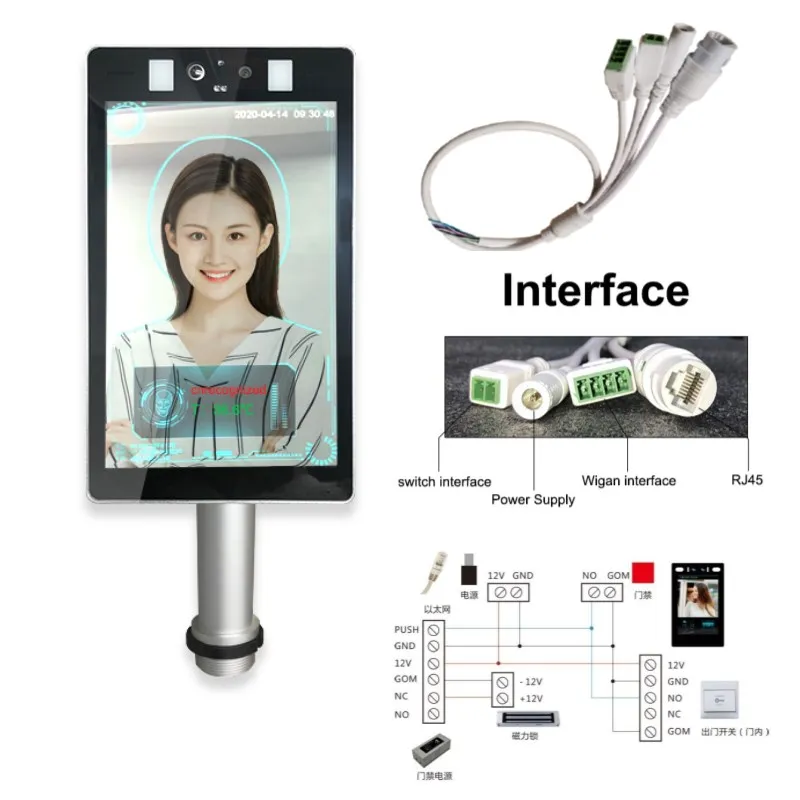 Ai Face Recoginition Temperature Scanner time&attendance access control system all in one machine