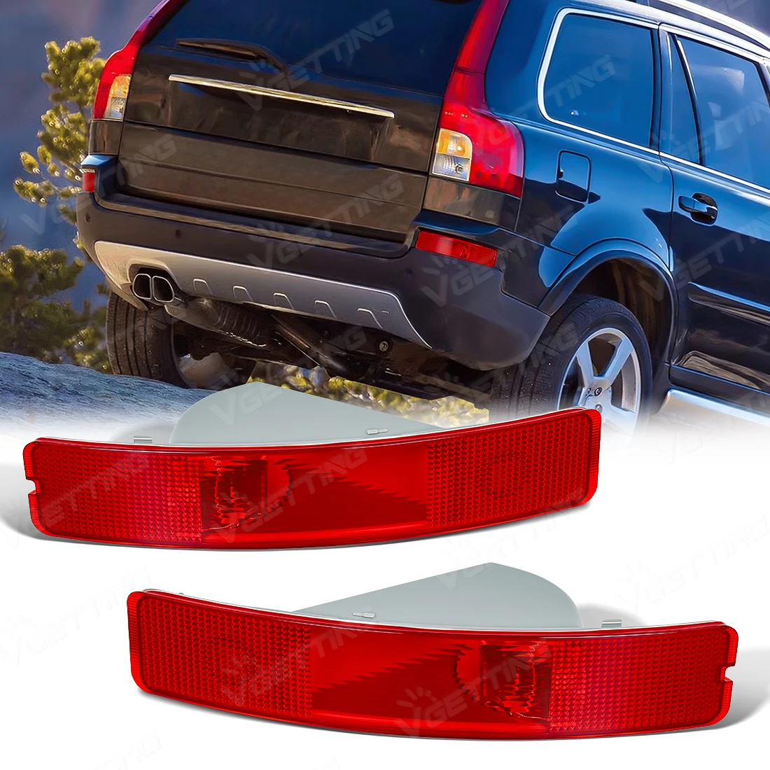 Rear Bumper Light For Volvo XC90 2003-2006 Rear Bumper Reflective Without Bulb Red Lens Warning Reflective Strip 8693009 8693008