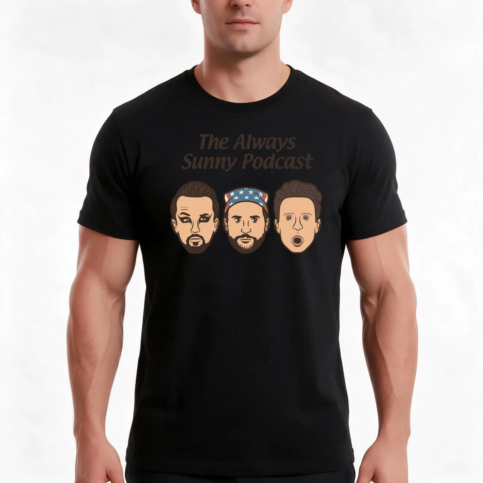always sunny podcast T-Shirt, Summer Casual Cotton Tee, Oversized Streetwear Tops, Vintage Graphic Print, Loose Fit Short Sleeve