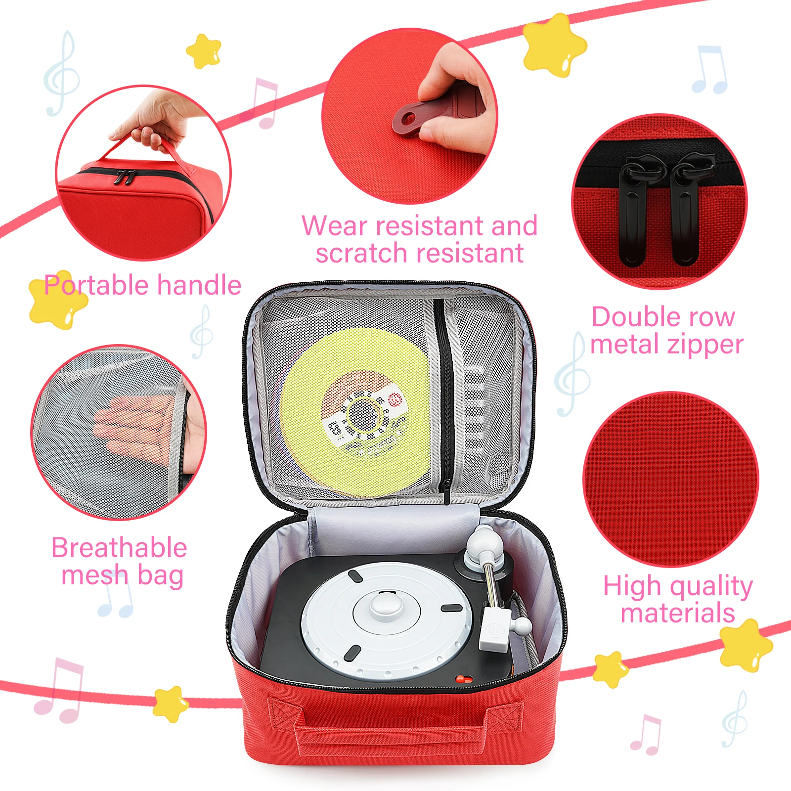 Soft Storage Bag กระเป๋าเดินทางสําหรับ Fisher-price Rockin Record Player กระเป๋าซิปสําหรับอุปกรณ์เสริม Fisher-price