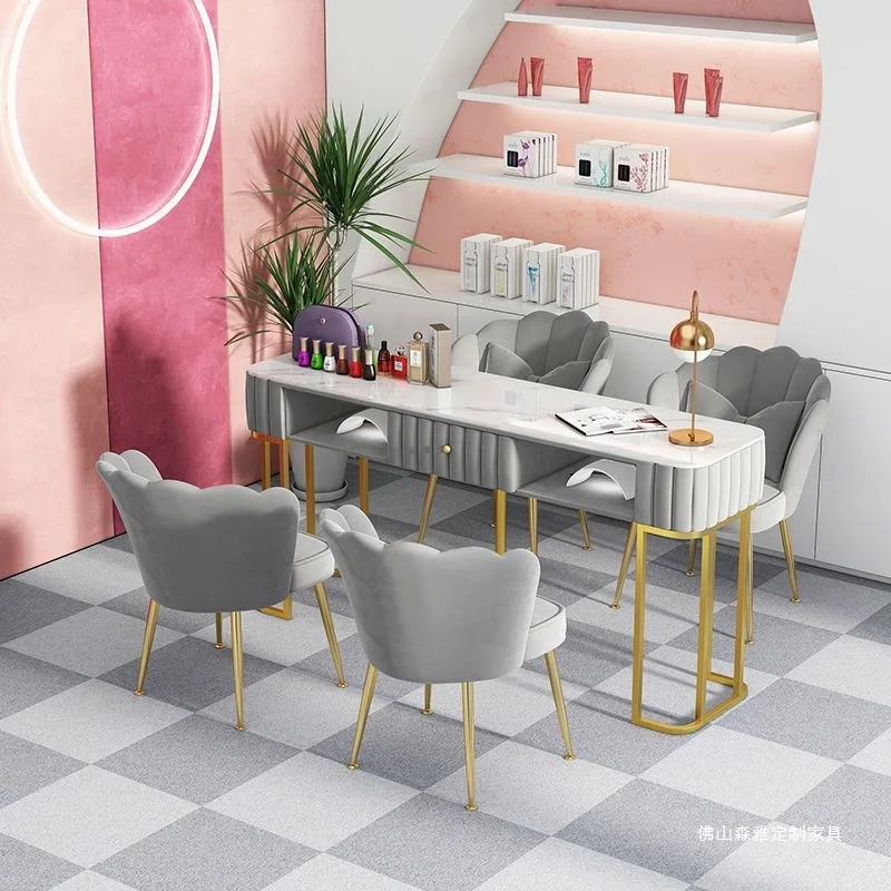 Nordic Internet celebrity style manicure table and chair set light luxury Japanese single and double manicure table store specia