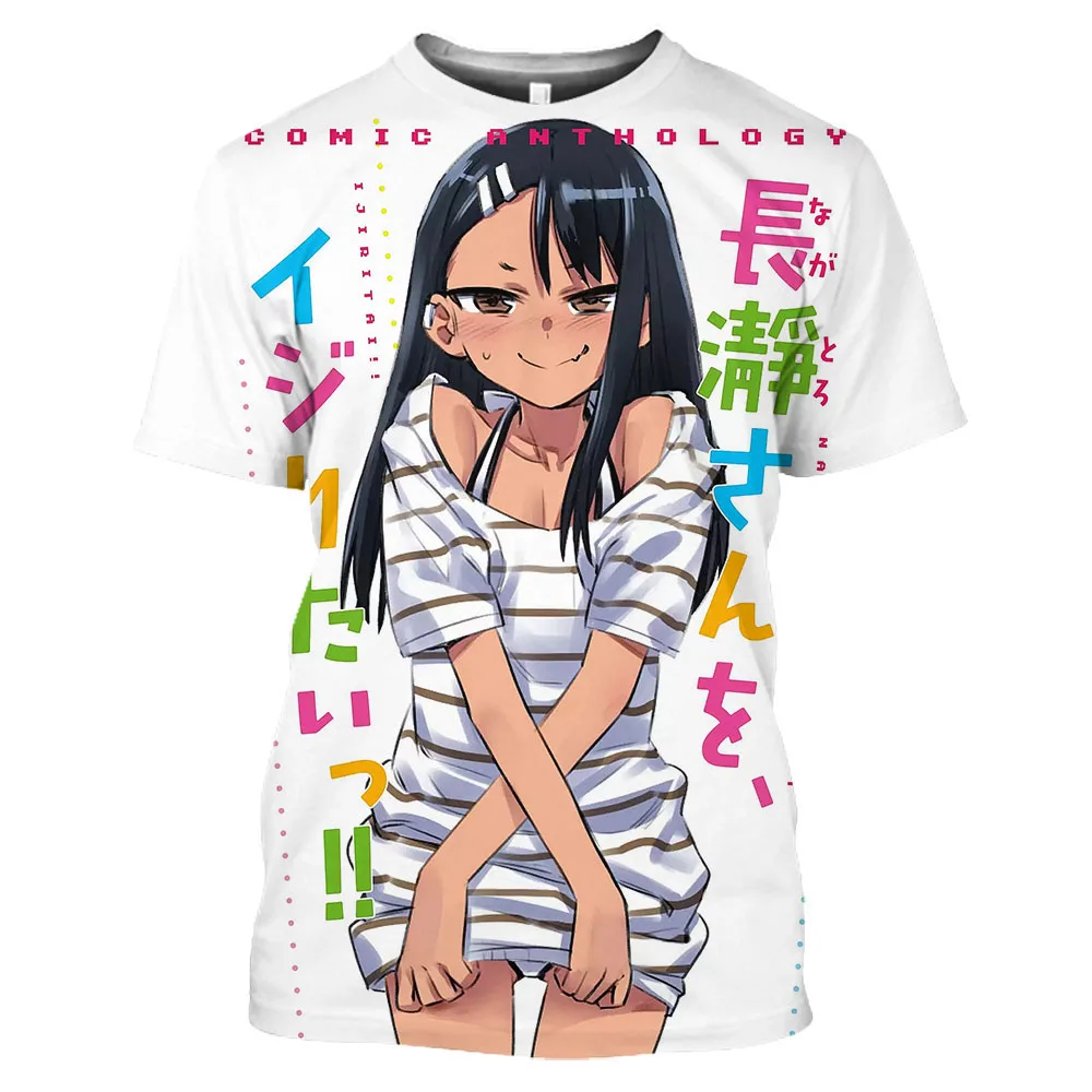 Camiseta con estampado 3D de Anime Nagatoro para hombres y mujeres, Mangas japonesas, no juguetes conmigo, camiseta Harajuku, camisetas sexis Hentai