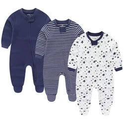 1/3Pieces Baby Girl Clothes Sets Cotton Baby Boy Clothes Solid Color Newborn Romper Print Long Sleeve Cartoon Autumn Spring