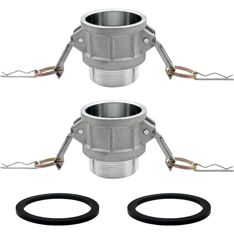 

A92P 2 шт. Алюминиевый адаптер глобального типа B с камерой и канавками для шланга с 2 шт. 2-дюймовой прокладкой Camlock - 2 штекера X 2 дюйма NPT с наружной резьбой