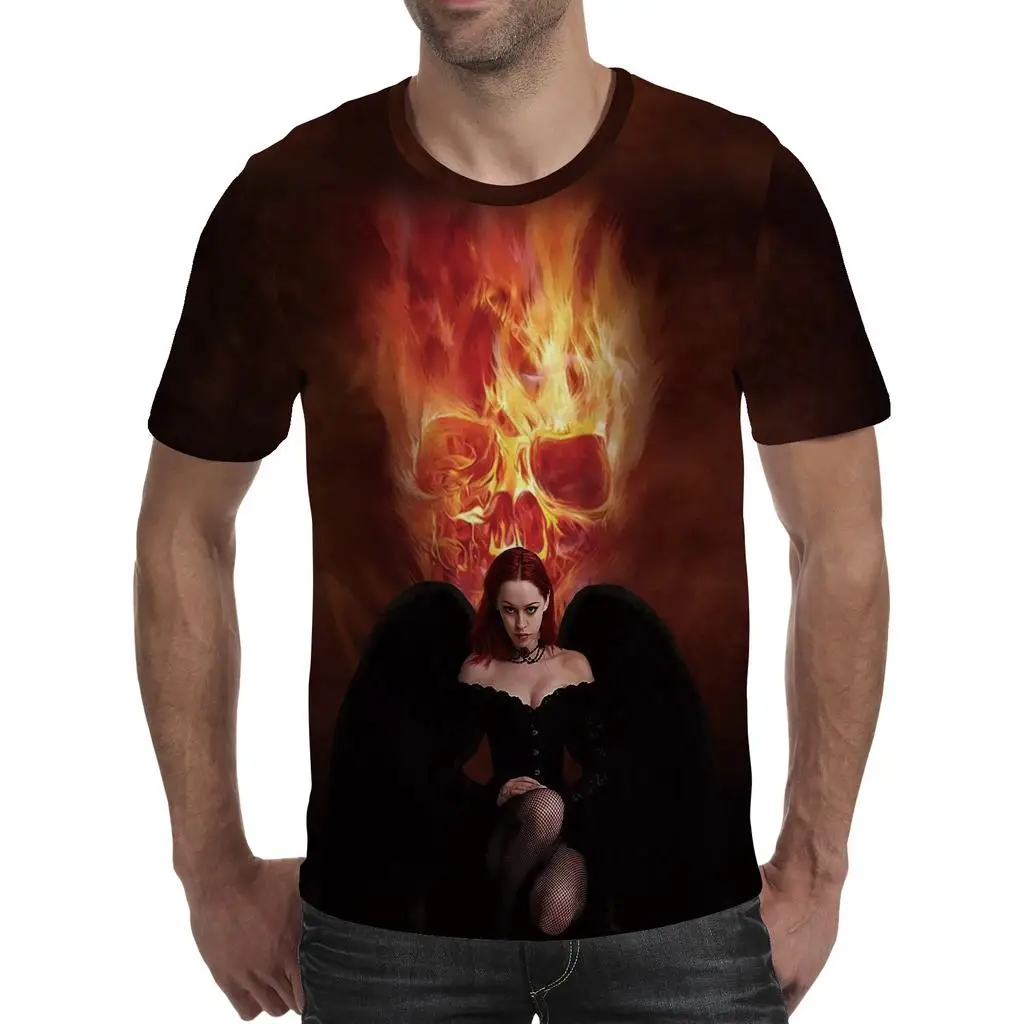 الرجال تي شيرت روح أنيمي ثلاثية الأبعاد الفلورسنت الملاك طباعة تي شيرت للجنسين الكبار محب ثلاثية الأبعاد تي شيرت الشارع الهيب هوب المتضخم تي شيرت