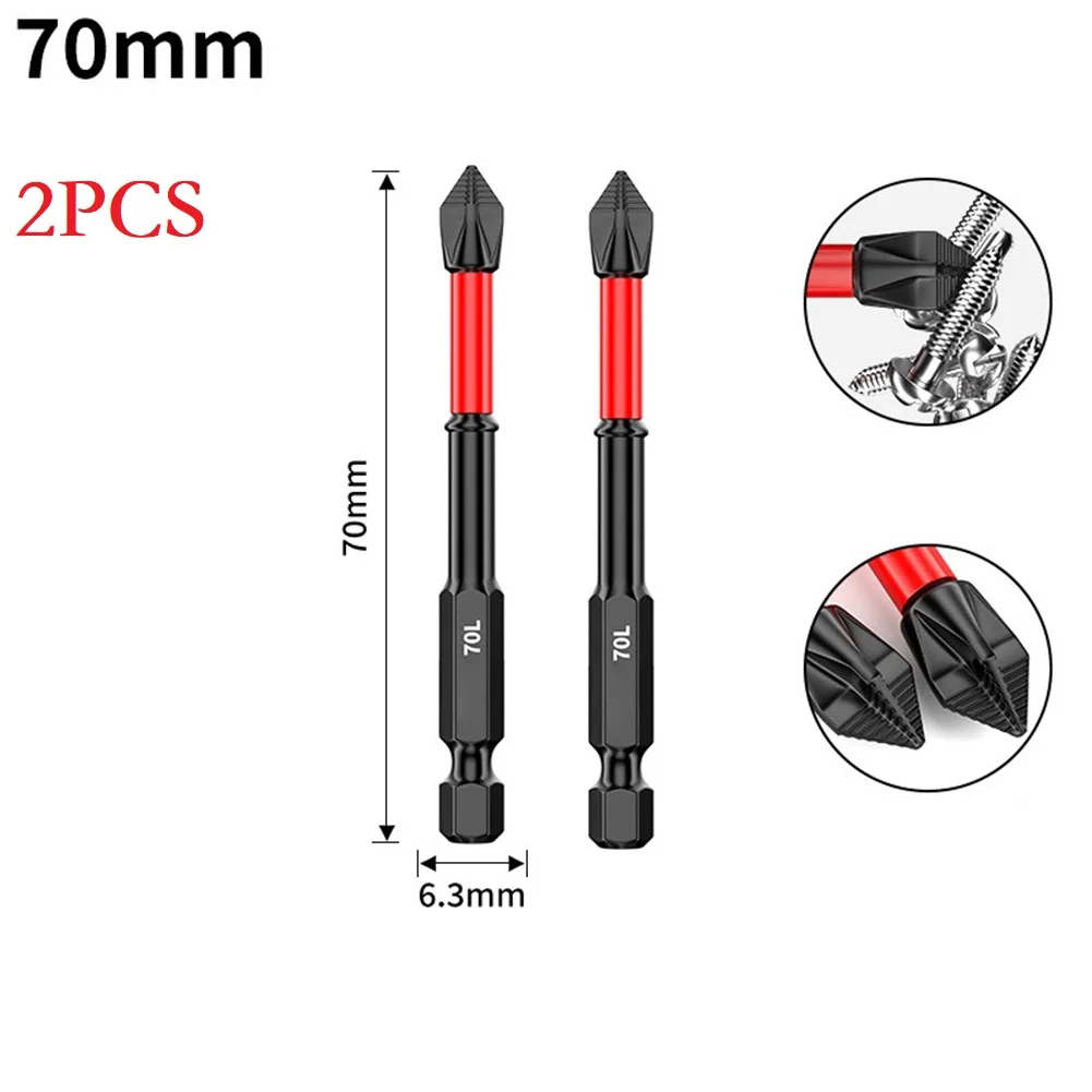 6pc 25-150mm Non-slip PH2 Magnetic Batch Head Cross Screwdriver Impact Drill Bit Hardness Drill Bit Screw Driver Hand Tools 