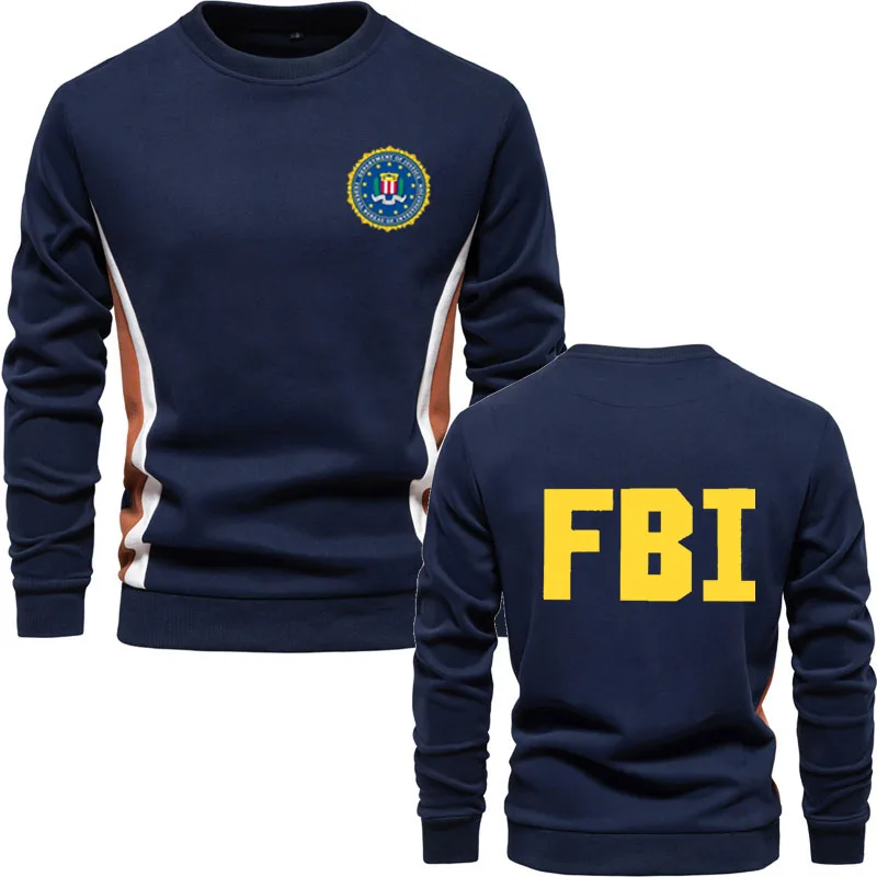 Sudadera con capucha 100% de algodón con cuello redondo para hombre, sudadera con estampado del FBI de alta calidad, sudaderas clásicas de moda informal de otoño para hombre