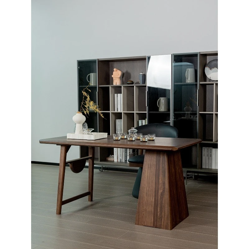 

New medieval solid wood tea table light luxury high-grade black walnut tea table