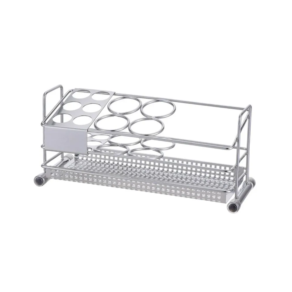 Stainless Steel Toothbrush Holder Space Saving Perforated Bottom Tray Bathroom Storage Rack Rust Resistant Raised Rails