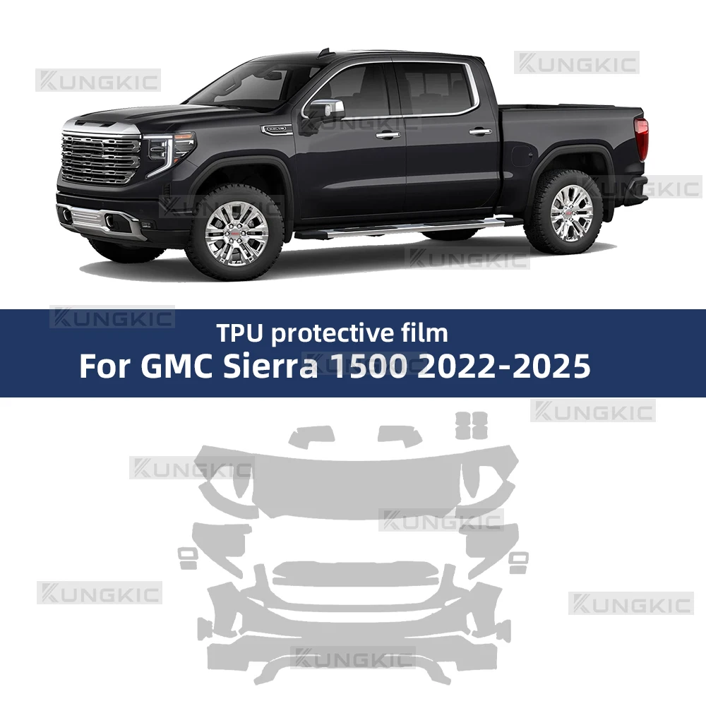 For GMC Sierra 1500 2022 2023 2024 2025 Car Precut Paint Protection Film Front Bumper Anti-scratch Exterior TPU PPF Transparent