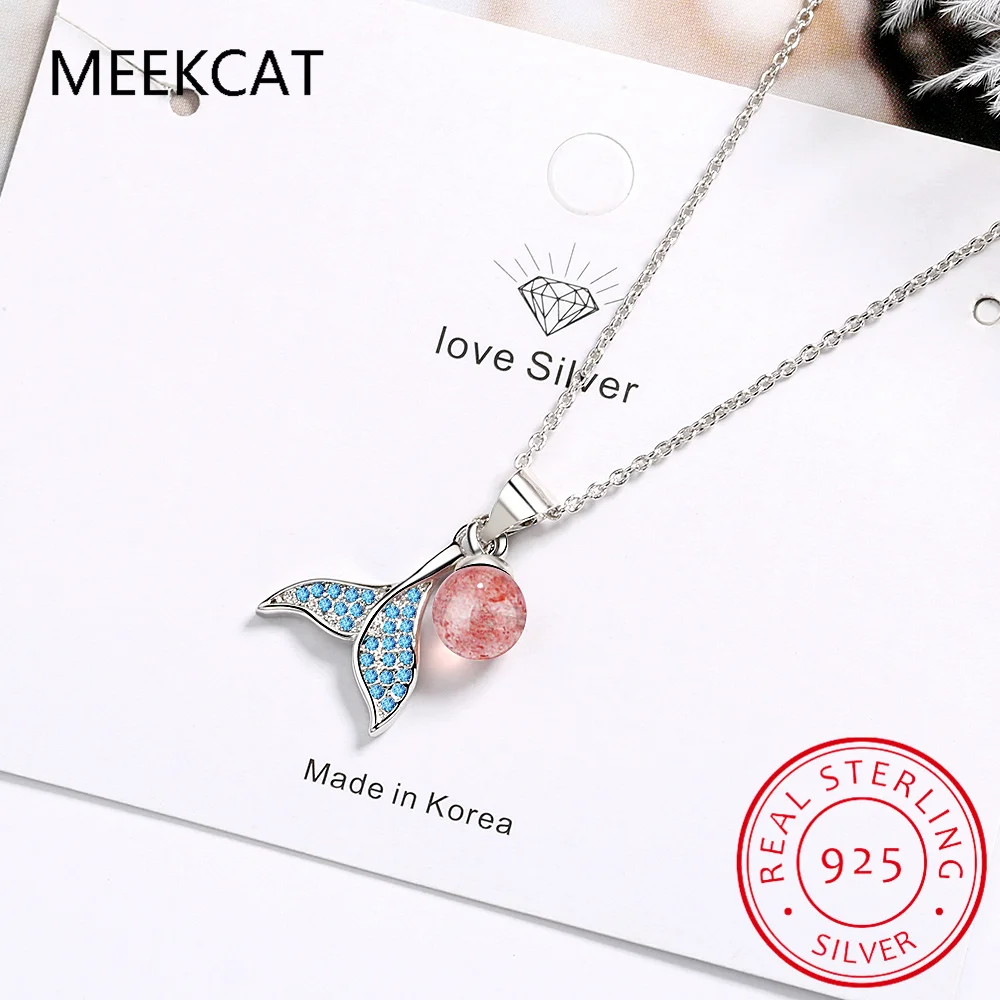 925 sterling silver Women Whale Necklace BlueTail Fish Nautical Chokers Charm Mermaid Tail Pendant Necklace Jewelry For Women