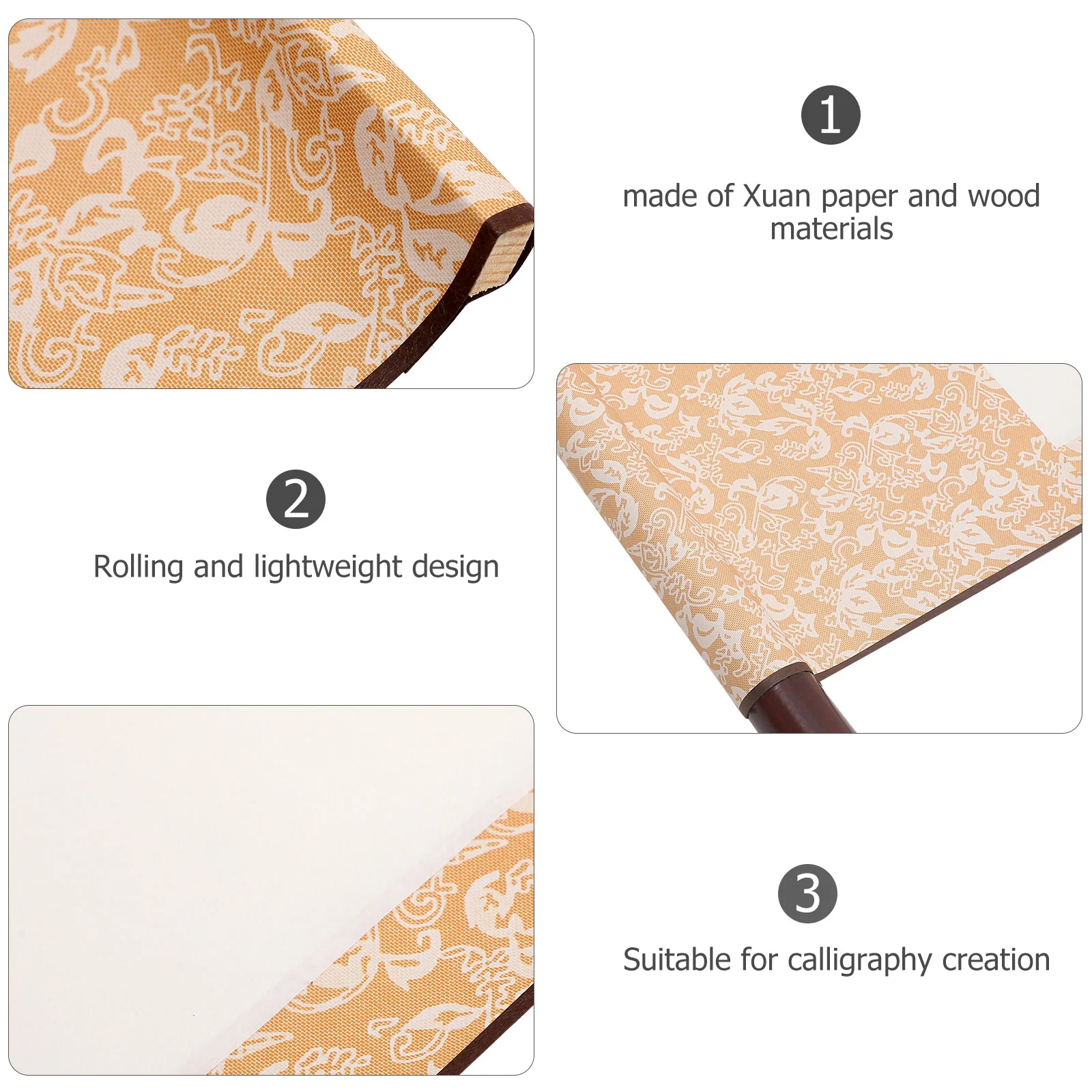 2 Pcs Rice Paper Blank Scroll Painting Imitation Silk Two Feet Lengthened Calligraphy French Hanging Vertical (gold) Wall