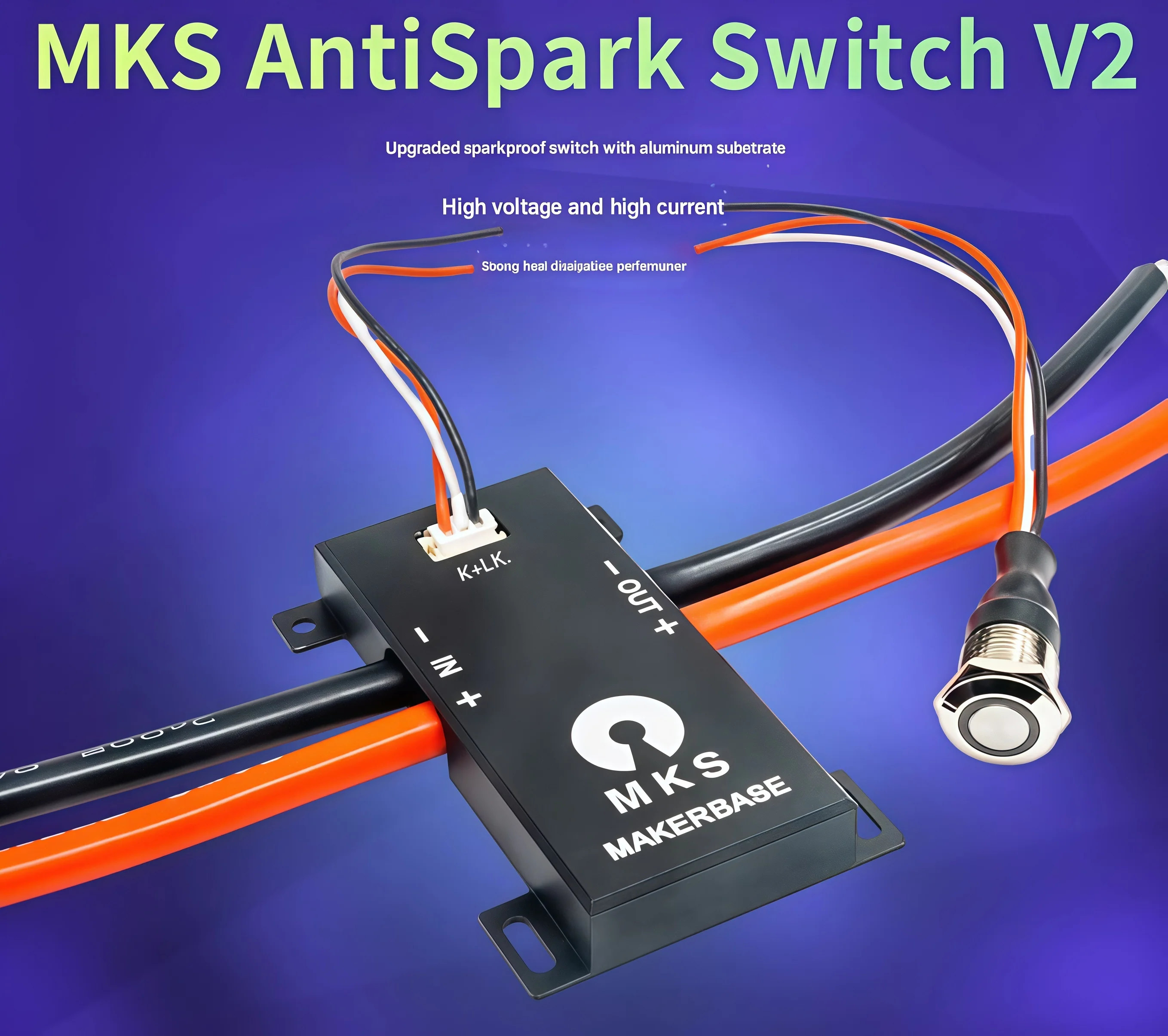 

Выключатель MKS AntiSpark Switch V2 с алюминиевым основанием, искрозащищенный, для высоких напряжений и токов, совместим с VESC