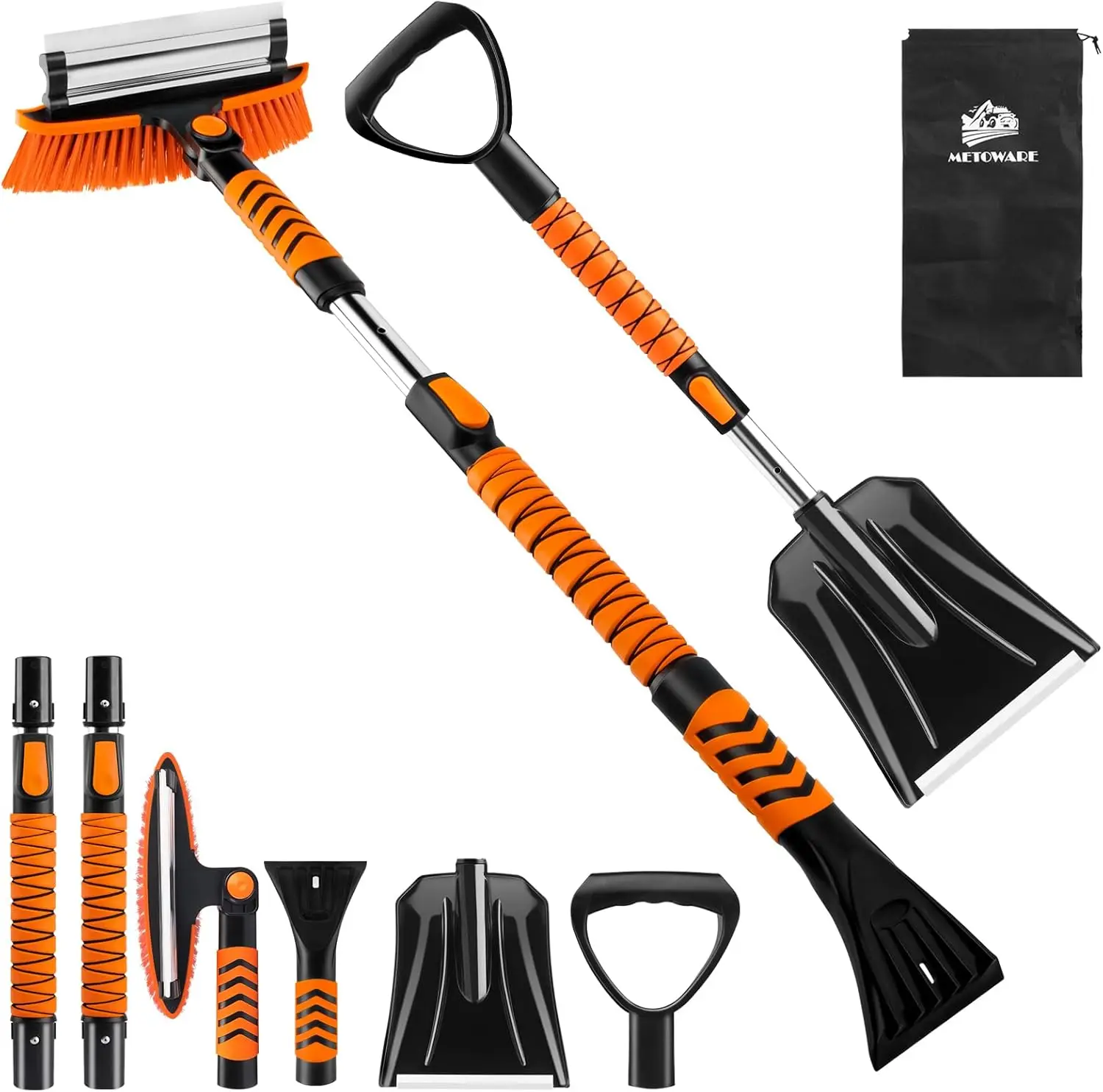 

44'' Extendable Car Snow Brush with Ice Scraper & Shovel, 360° Pivot Head, Foam Grip for SUV Truck Winter Cleaning