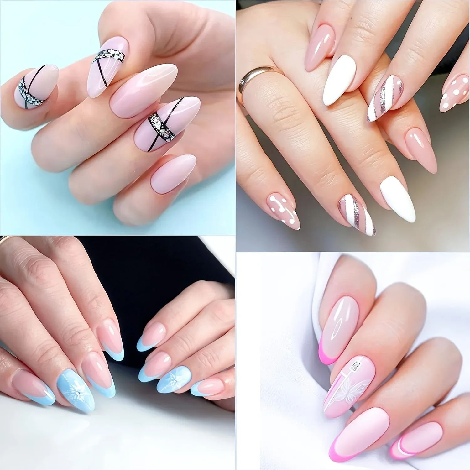 240 Uds. Puntas de uñas postizas de almendra, media cubierta completa de uñas, Stiletto mate esmerilado, extensión de uñas postizas cortas para salón