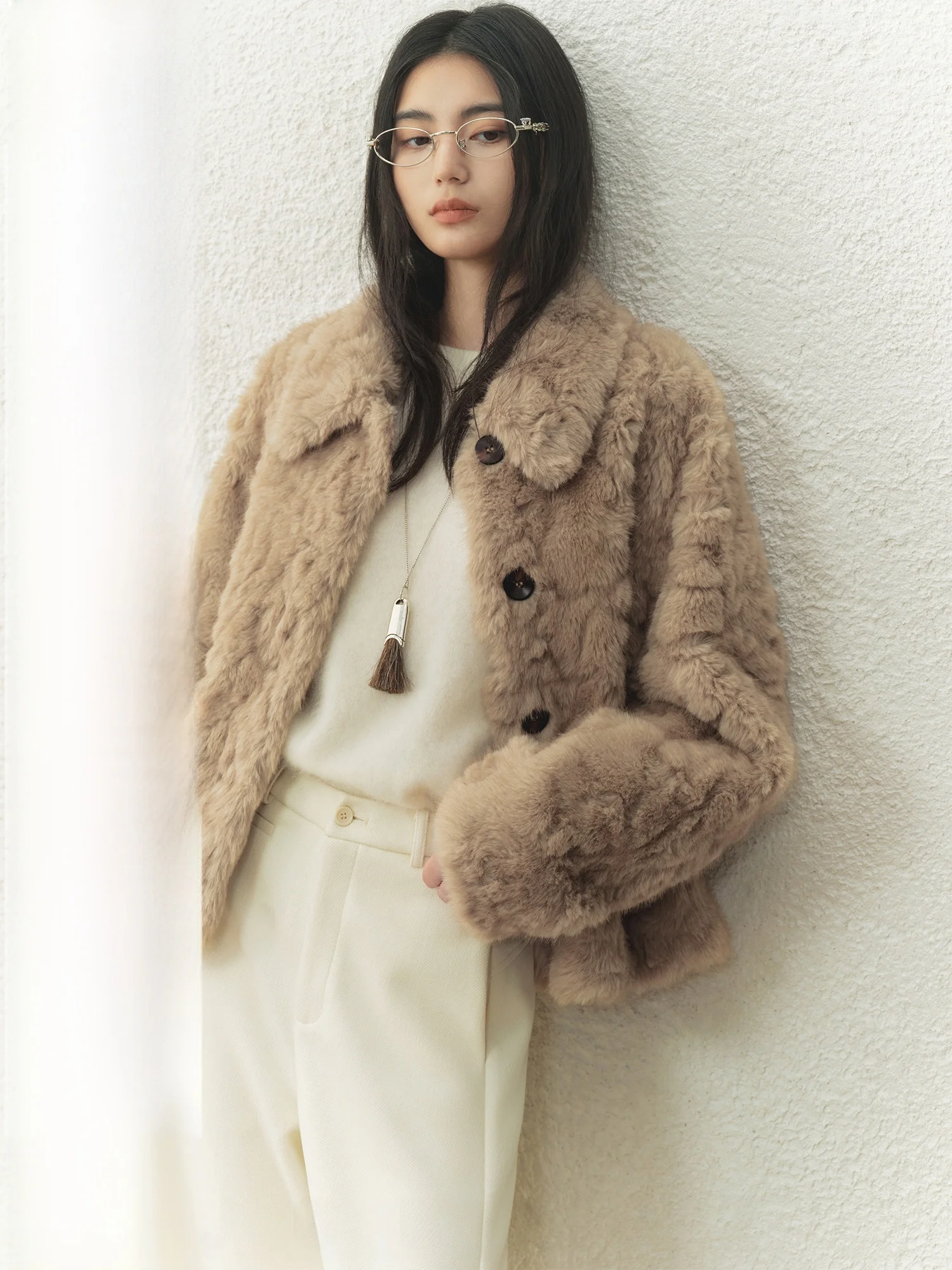 

Thiened Winter Warm Ladies' Fur Coat i Color One-Piece Outerwear ort Sve Long Coat Simple Sle Polyester Fiber