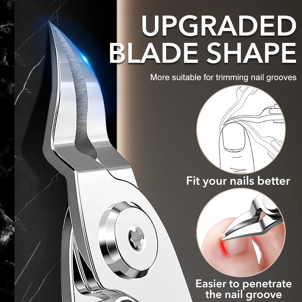 Home Salon Safe Nail Clipper Ingrown Toenail Curved Blade Compact Heavy Duty Stainless Steel Professional Precise Cutting Edge