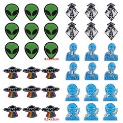 10pcs/Lot Alien Patch Iron On Patches For Clothing Thermoadhesive Patches On Clothes Stripes DIY UFO Embroidered Patch Badges