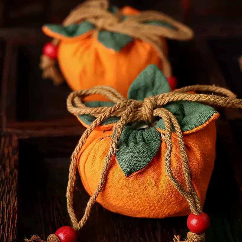 Incense Bag with Persimmon Pendant, Can Be Hung on Rearview Mirror or Car, Blessing Purse, Empty Bag Material Kit for Good