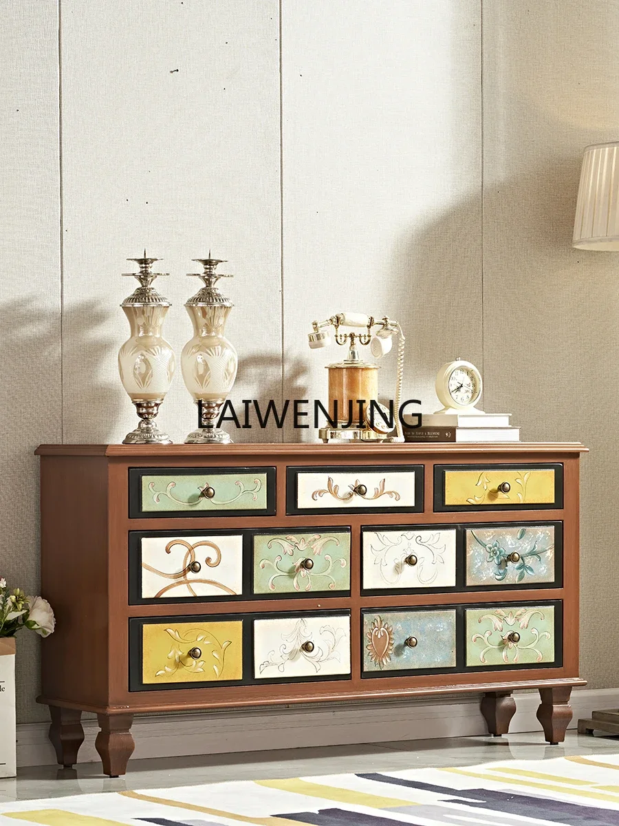 

HLZ seven-bucket living room locker sub-dining side entrance cabinet all hand-painted