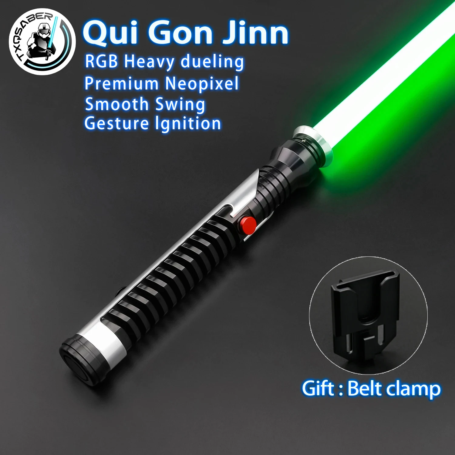 

TXQ Высокое качество Qui Gon Jinn Реплика светового меча с металлической рукояткой, световой меч SNV4 Neo Pixel Heavy Dueling Proffie 2.2 Laser Косплей