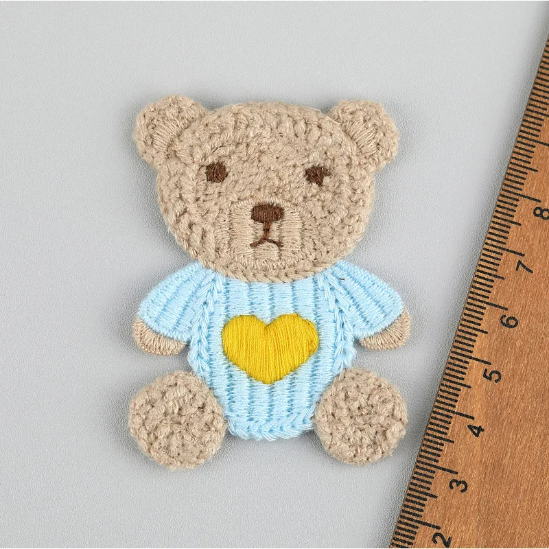 10 Stück 4,8*6,5cm Cartoon-Stickerei-Bären-Applikationen für DIY-Kopfbedeckungen, Haarspangen, Bastelarbeiten, Dekoration, Kleidung, Aufnäher, Accessoires – Detail 4