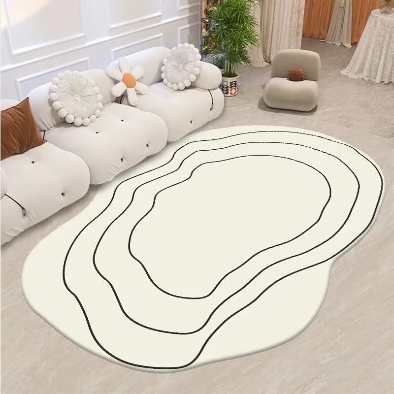 Ins Style Irregular Large Area Carpet Simple Style Solid White rug Children Bedroom Living Room Fluffy Rug Washable Floor Mats