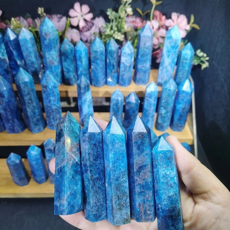 

Wholesale Price 6-12cm Blue Apatite Tower Crystals Point For Seven Chakra Ornaments