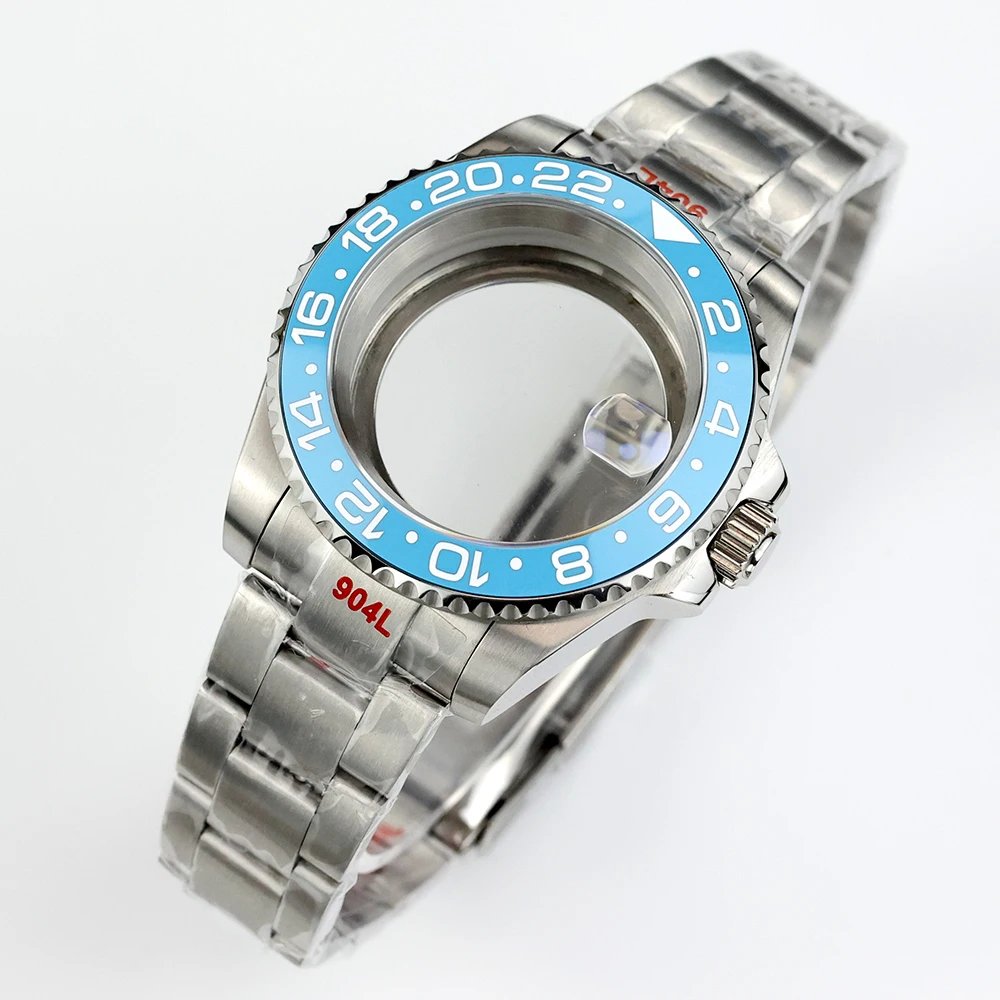 Caja NH35 de 40mm y pulsera jubileo/oyster, hebilla deslizante para sub gmt nh34 nh35 nh36, movimiento de 28,5mm, carcas de reloj con esfera de zafiro