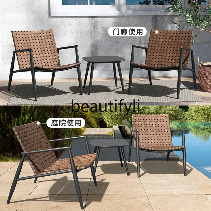 Rattan chair outdoor table and chair outdoor courtyard leisure home table and chair combination  H