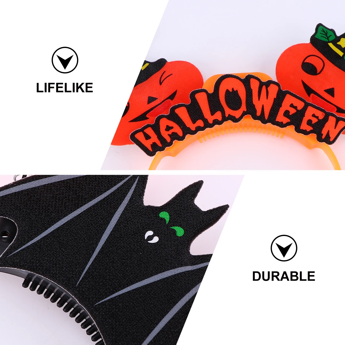 

3 Pcs Halloween Shiner Headband Pumpkin Hair Hoop Cloth Lightweight Durable Safe Festival Party Atmosphere Photos