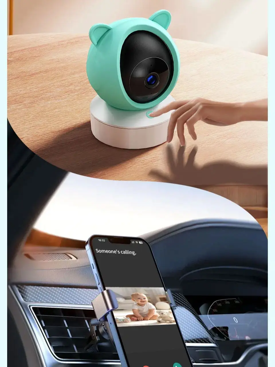 DANMINI 5-calowy niania Tuya 2K HD WiFi zdalne sterowanie aplikacją mobilną, obrotowa kamera gimbal z regulacją góra/dół, lewa/prawa strona — zdjęcie 2