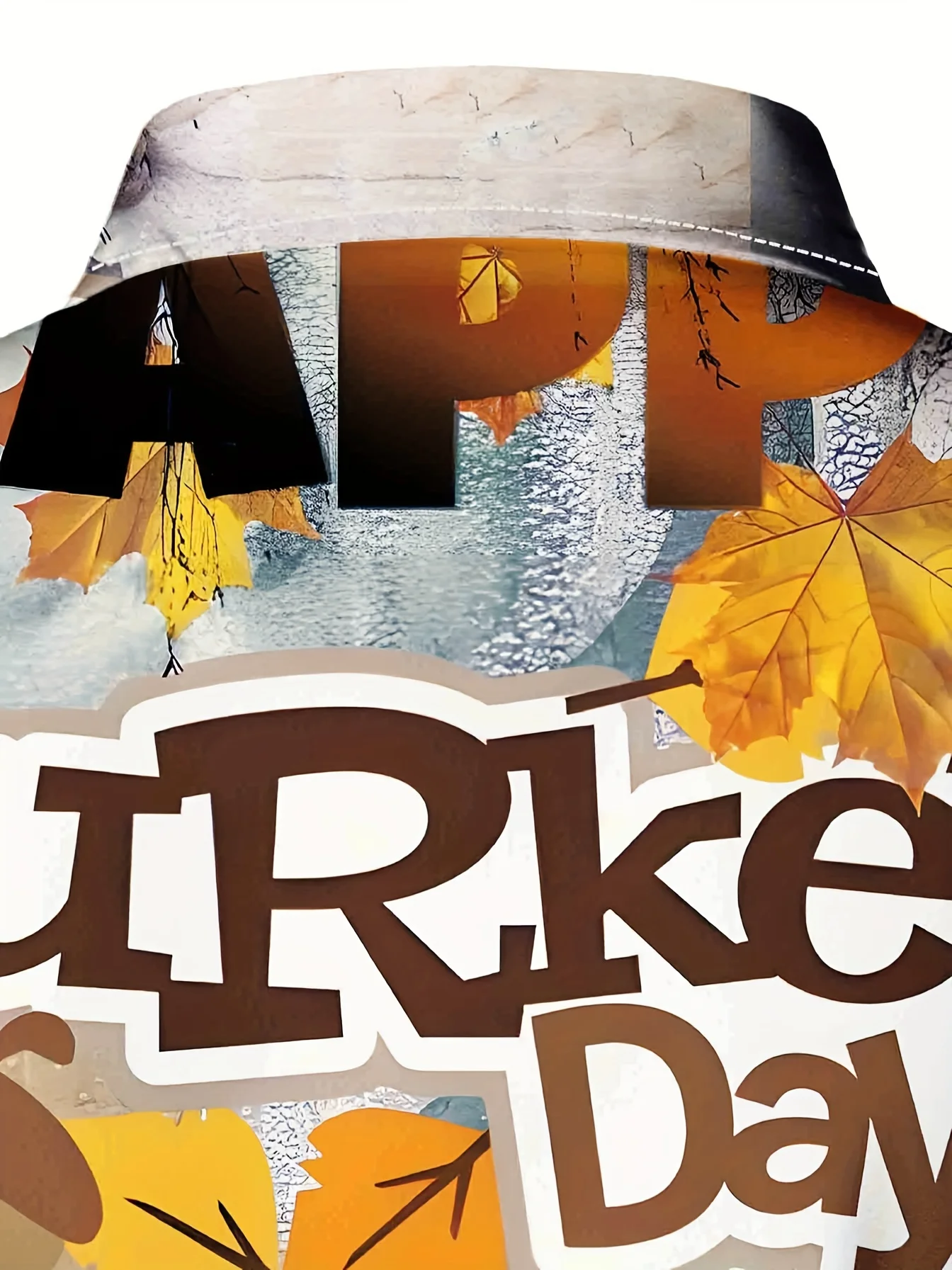 Cartoon turkey and maple leaf pattern, men's stylish long sleeve button-down shirt, thanksgiving gift