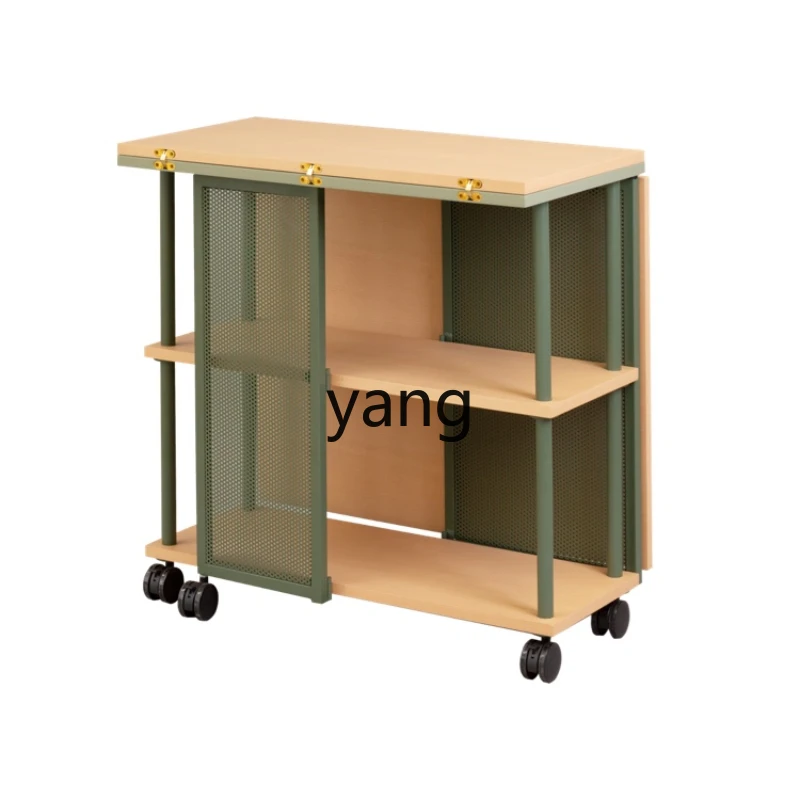 

Yjq Capsule Folding Table with Wheels Household Small Apartment Simple Movable Retractable Storage