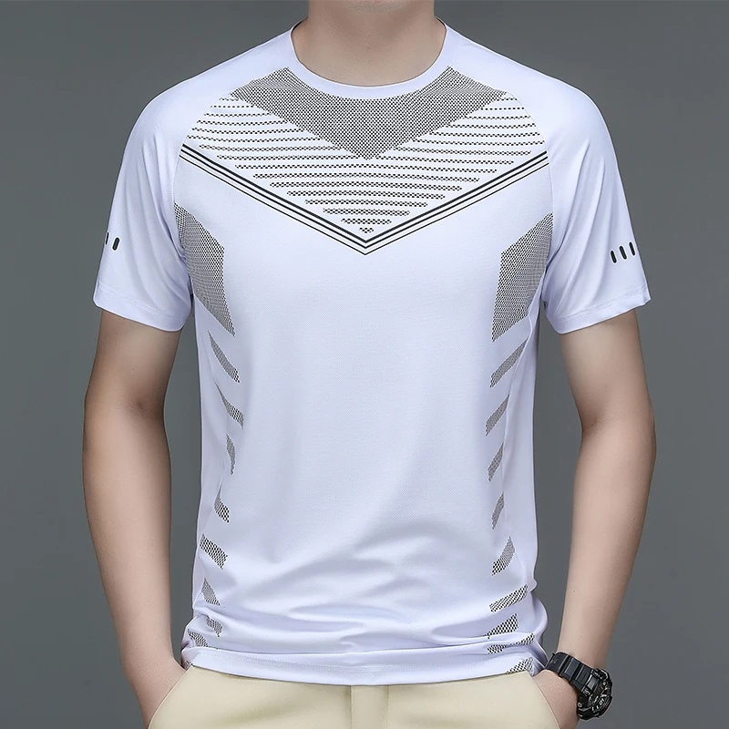 Quick Dry Sport Fashion T Shirt Men'S 2024 Short Sleeves Summer Casual Black White OverSize 3XL Top Tees GYM Tshirt Clothes