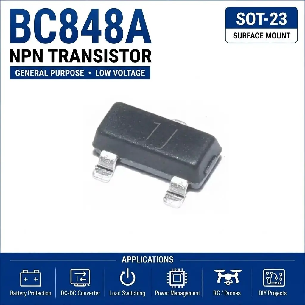 (100 pcs) BC848A (Marking 1J) / BC848B (Marking 1K) / BC848C (Marking 1L) SOT-23 - NPN Transistor 30V 100mA
