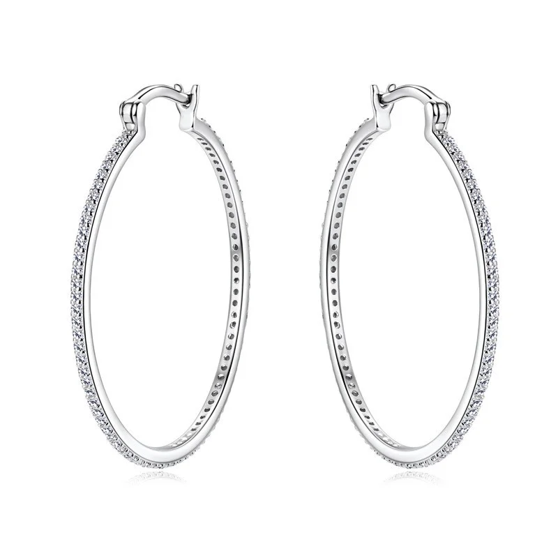 EMO-339 Lefei Fashion Trendy Classic Luxury Match-all Moissanite Exaggerated Circle Earring Women Silver s925 Party Jewelry Gift