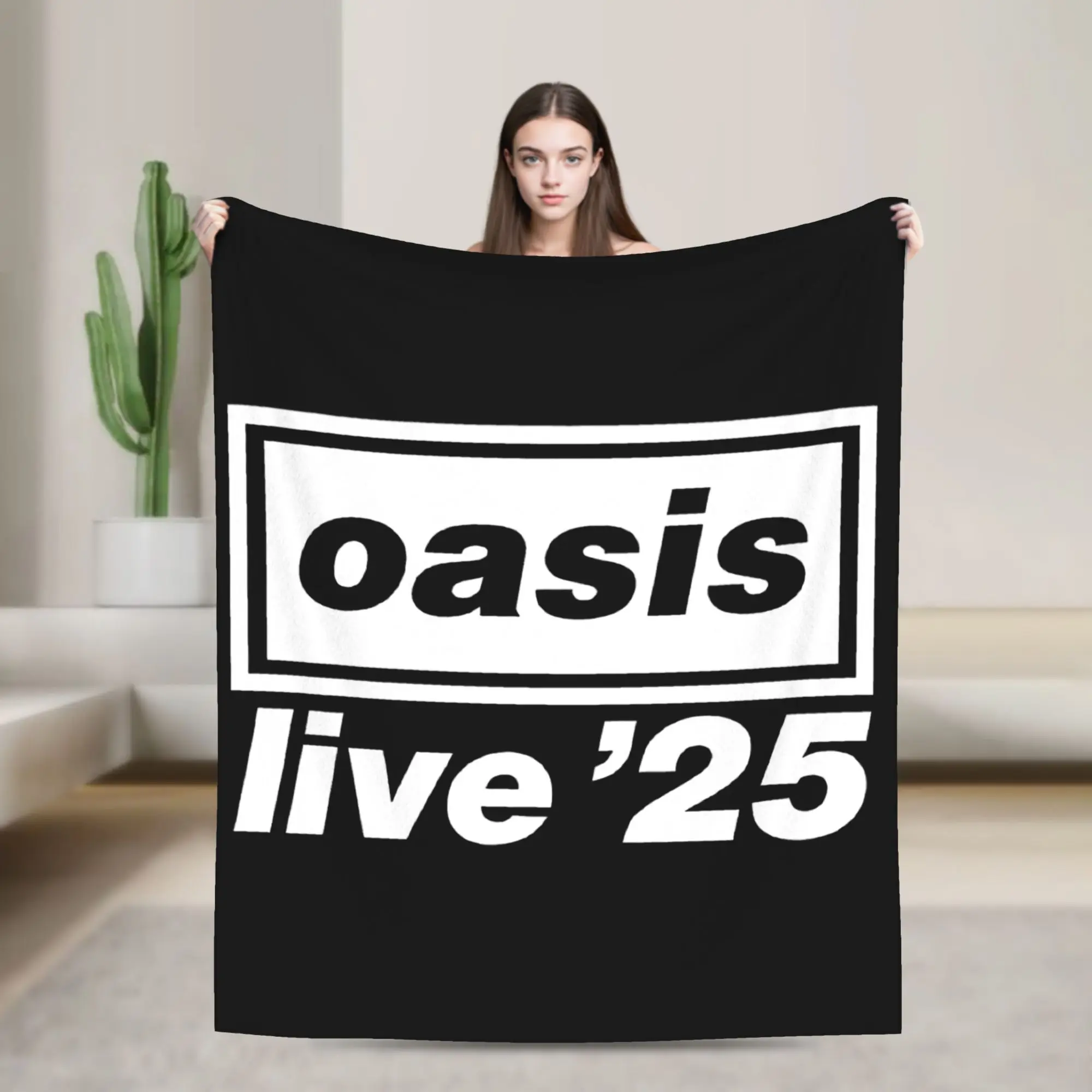 O-Oasis  Live 25 Tour Coral Fleece Plush Throw Blanket Rock Band Blanket for Bed Car Super Soft Bedspread