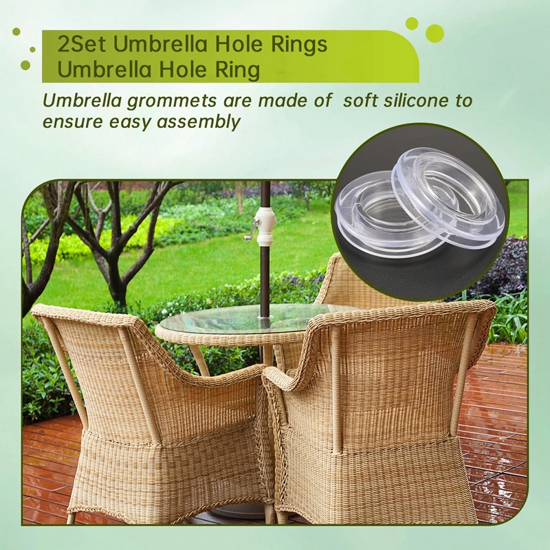 

2Set Umbrella Hole Rings Umbrella Hole Ring With Cap Sleeve Umbrella Plug Cap Sleeve Outdoor Table Hole Cover Dust Plug