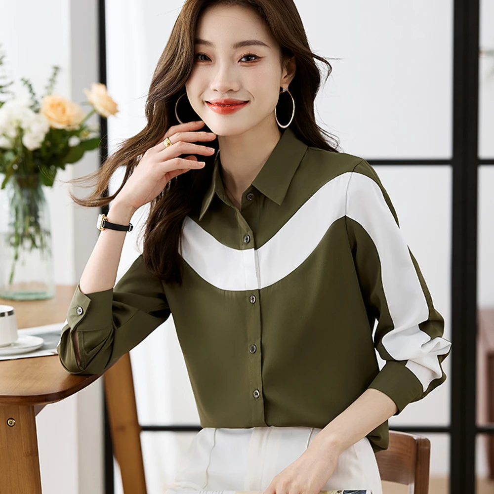 Women\'s Shirt Long Sleeve Fashion Woman Blouse 2024  Casual Female Chiffon Shirts and Blouse Basic Ladies Tops OL Women Clothing