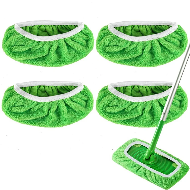 A013 4PCS Mop Pads Refill for Swiffer Sweeper Mop-Dry Sweeping Cloths&Wet Mopping Cloths Washable for Household Cleaning