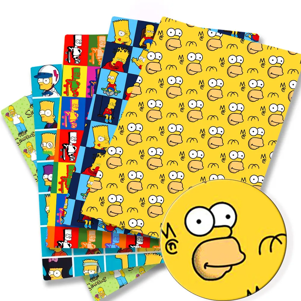 Tela estampada de dibujos animados de Los Simpson, poliéster/100% algodón/satén, 140x50 cm, tela para patchwork, costura infantil, muñecas, cortinas 36272