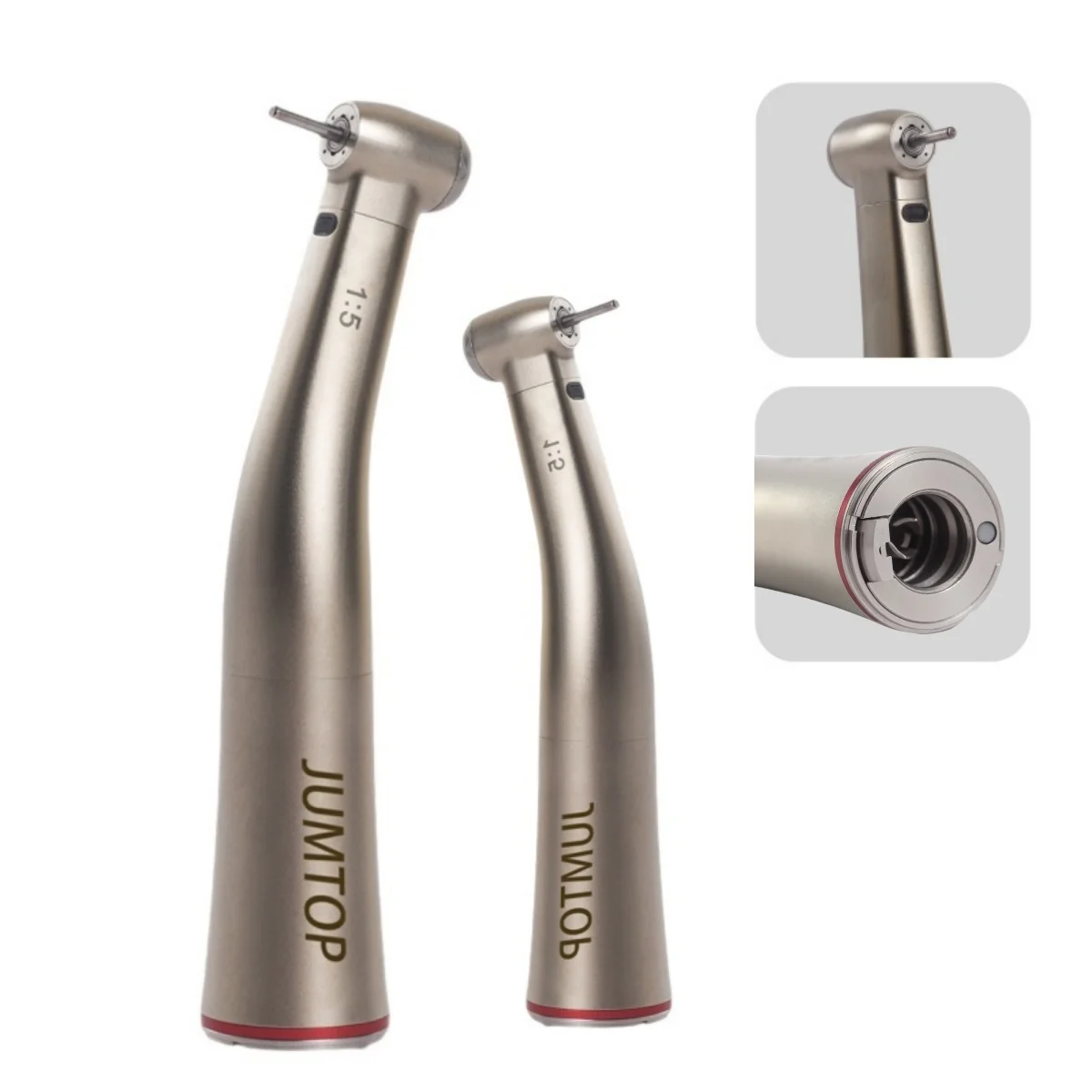 Dental 1:5 Handpiece Increasing Red Ring Contra Angle, Ceramic Bearing, Internal 4 Way Water Spray, Push Button