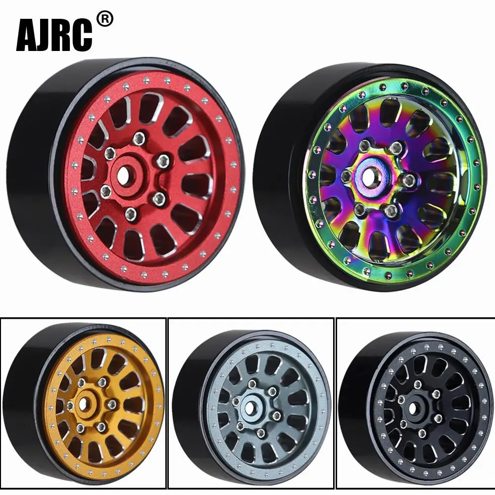 

4pcs 1.3 Inch Brass+aluminum Alloy Beadlock Wheel Rim Wheel Hub For 1/24 Fms24 Axial Scx24 1/18 Rc Crawler Car Traxxas Trx4m