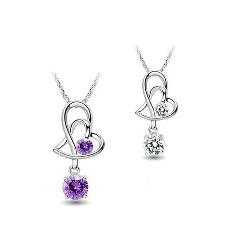 

925 Sterling Silver Necklace Irregular Heart Zircons Pendant Ladies Fashion Simple Birthday Wedding Anniversary Jewelry Gift