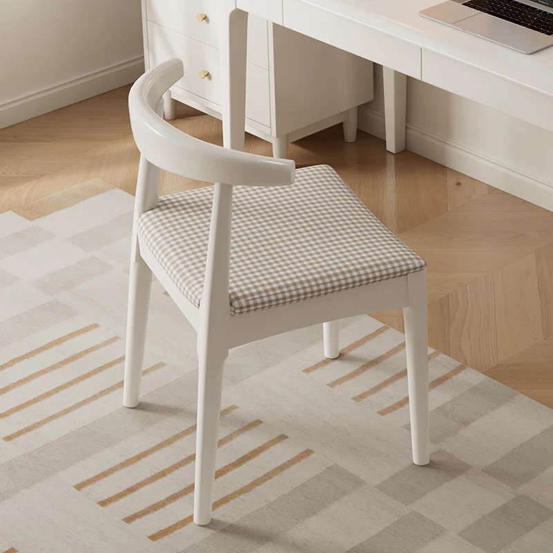 

Solid wood desk chair white Nordic dining study modern simple leisure chair study wooden back stool
