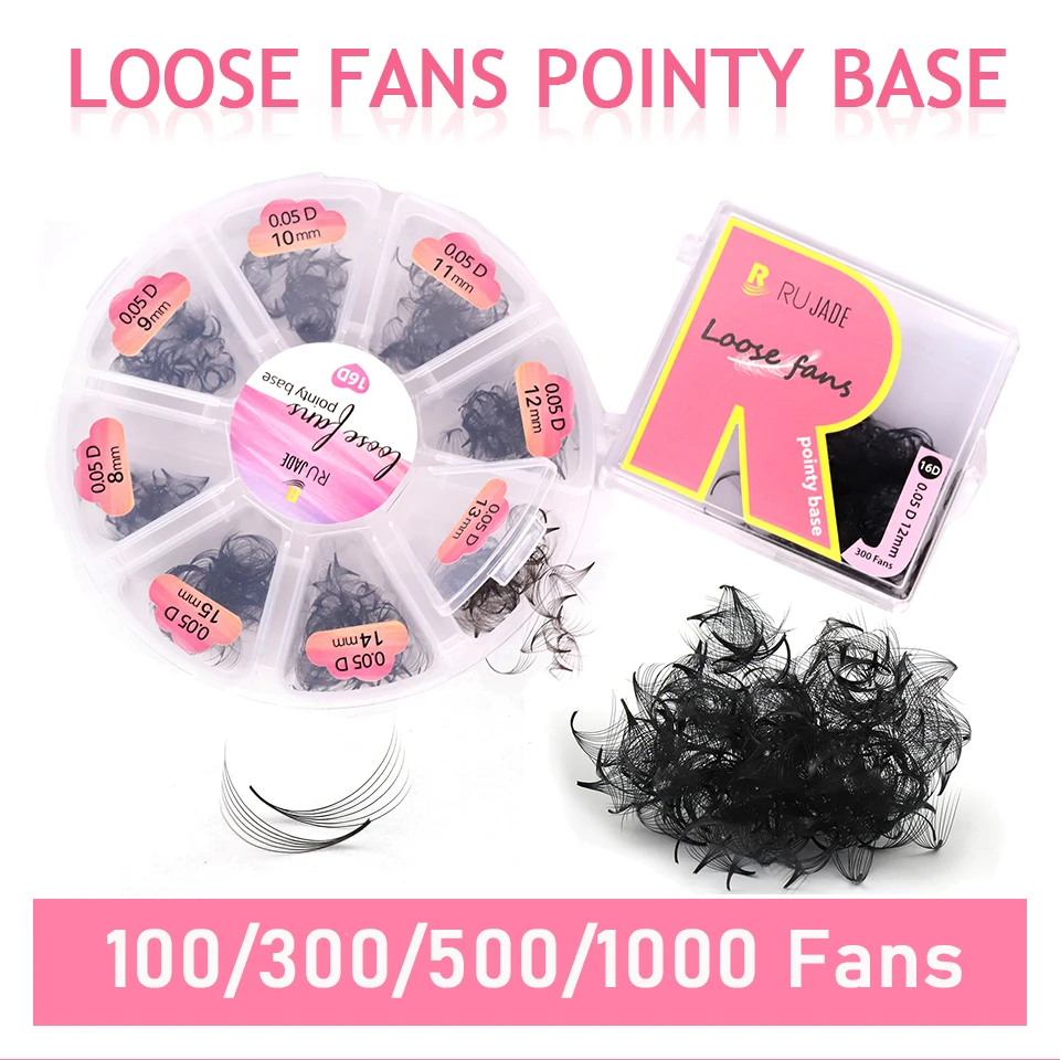 Rujade Loose Fan Eyelash Mix 3D 5D 6D 8D 10D 16D Pointy Thin Base Handmade Loose Promade Volume Fan Eyelash Extension Lash Cilio